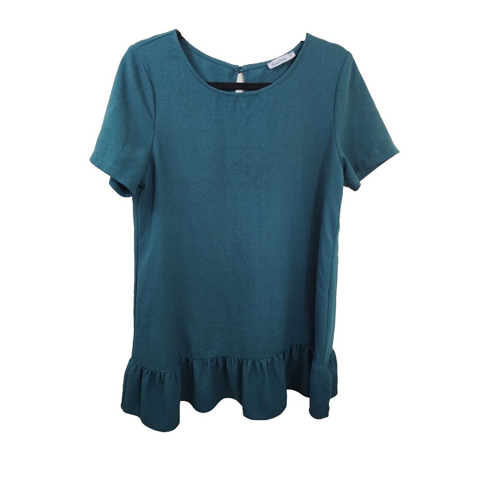 Studio Pasha Juniors Size 5 Green Short Sleeve Round Neck Knee Length Dress